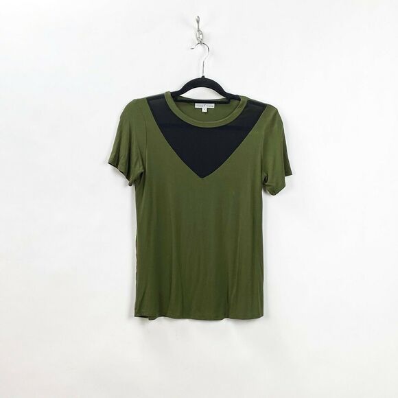 Moa Moa Small Womens Army Green Black Mesh Short Sleeve Tee - Picture 1 of 5